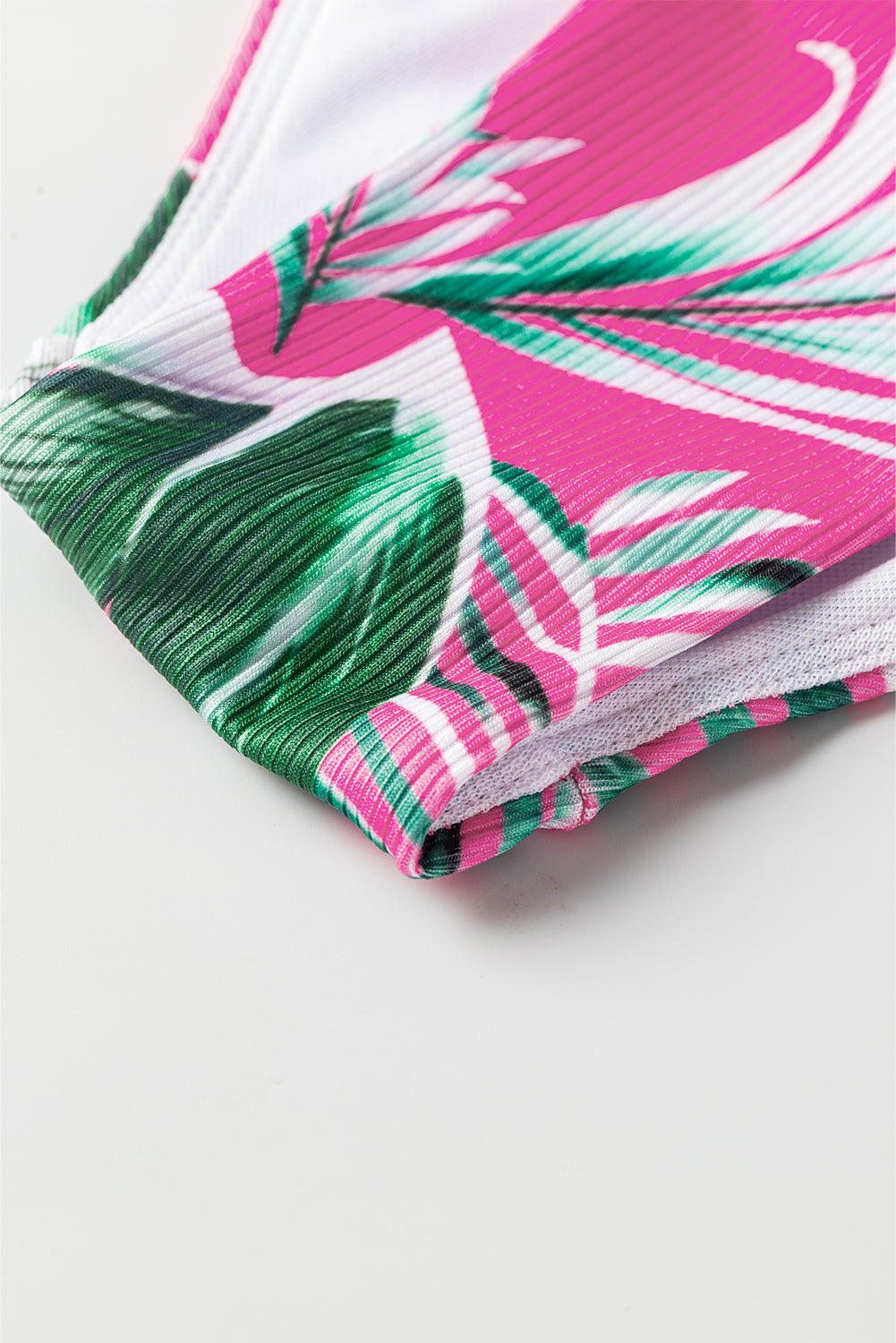 Rose Tropical Print Textured Bikini Bottoms
