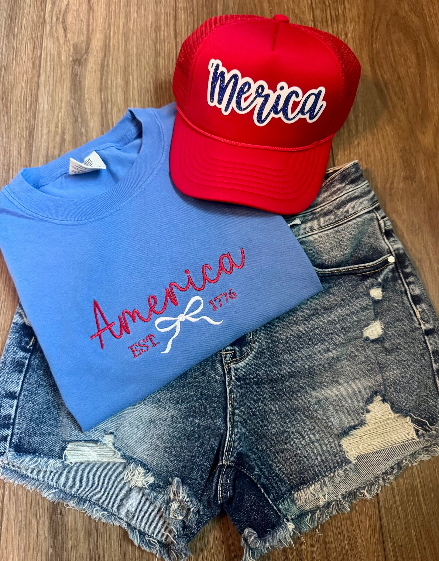 Comfort Color Embroidered America