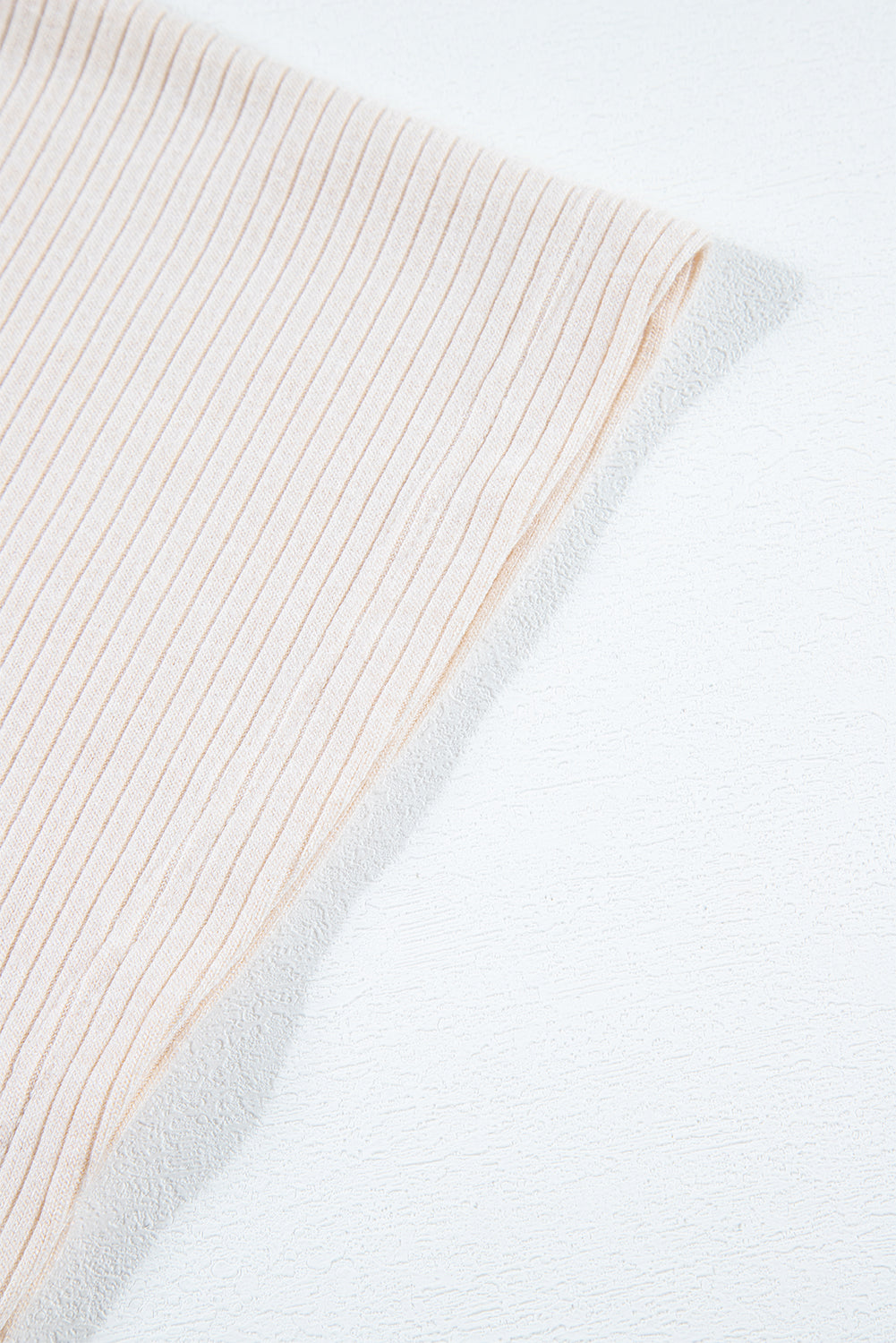 Pale Khaki Color Block Ribbed Knit Split Side Poncho