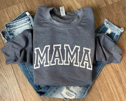 mama, mama sweatshirt, puff print mama, screen print, screen print mama, mama sweatshirt