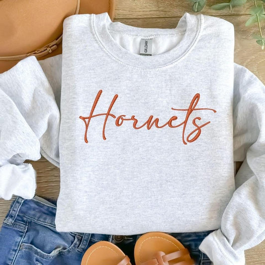 Hornet Script Sweatshirt Ash