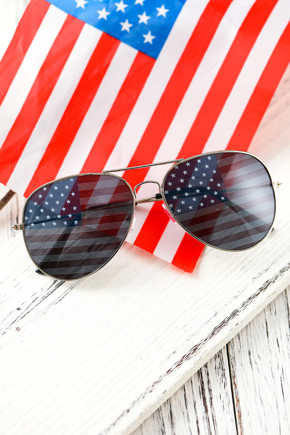 Black American Flag Lens Aviator Sunglasses