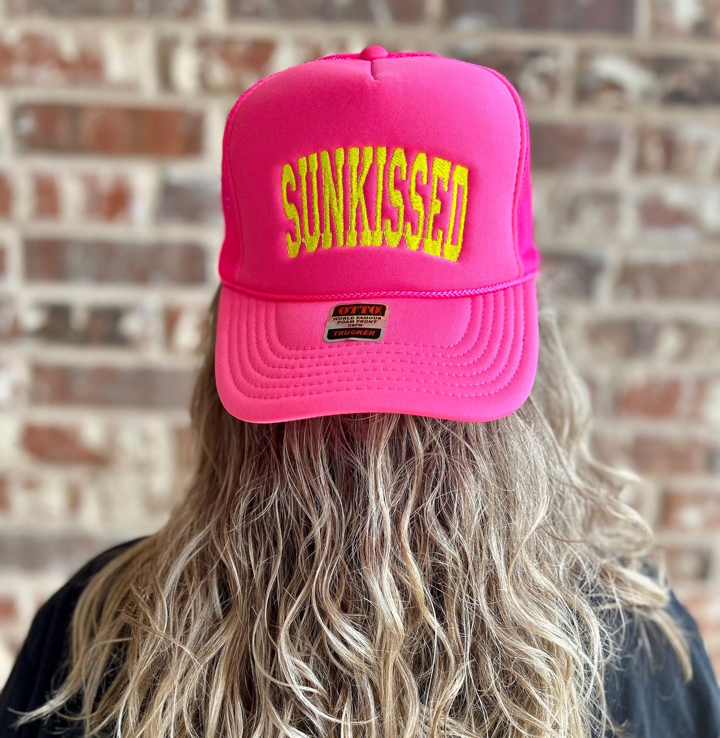 Sunkissed Embroidered Neon pink Trucker Hat
