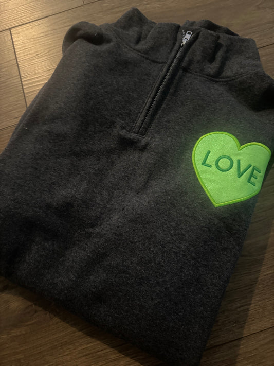 Love Conversation Heart 1/4 Zip -XL