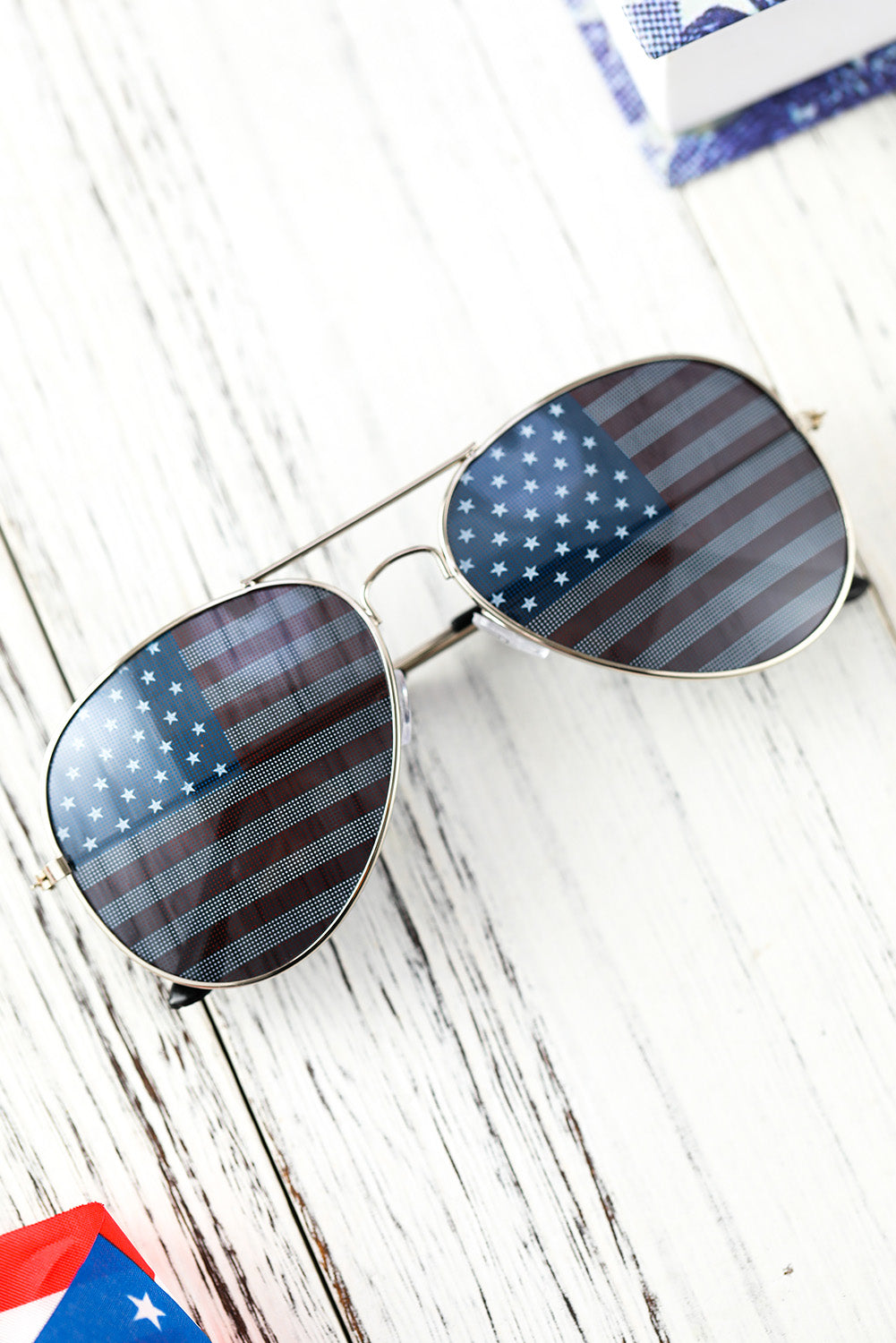 Black American Flag Lens Aviator Sunglasses