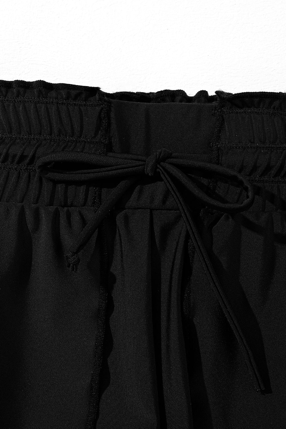 Black Frilly High Waist Petal Wrap Swim Shorts