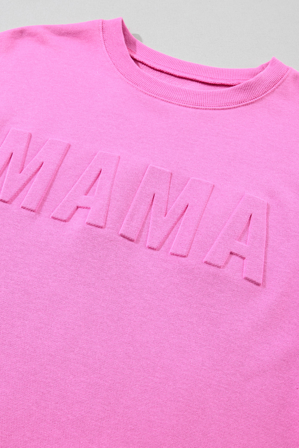 Bright Pink MAMA Letter Embossed Casual Sweatshirt