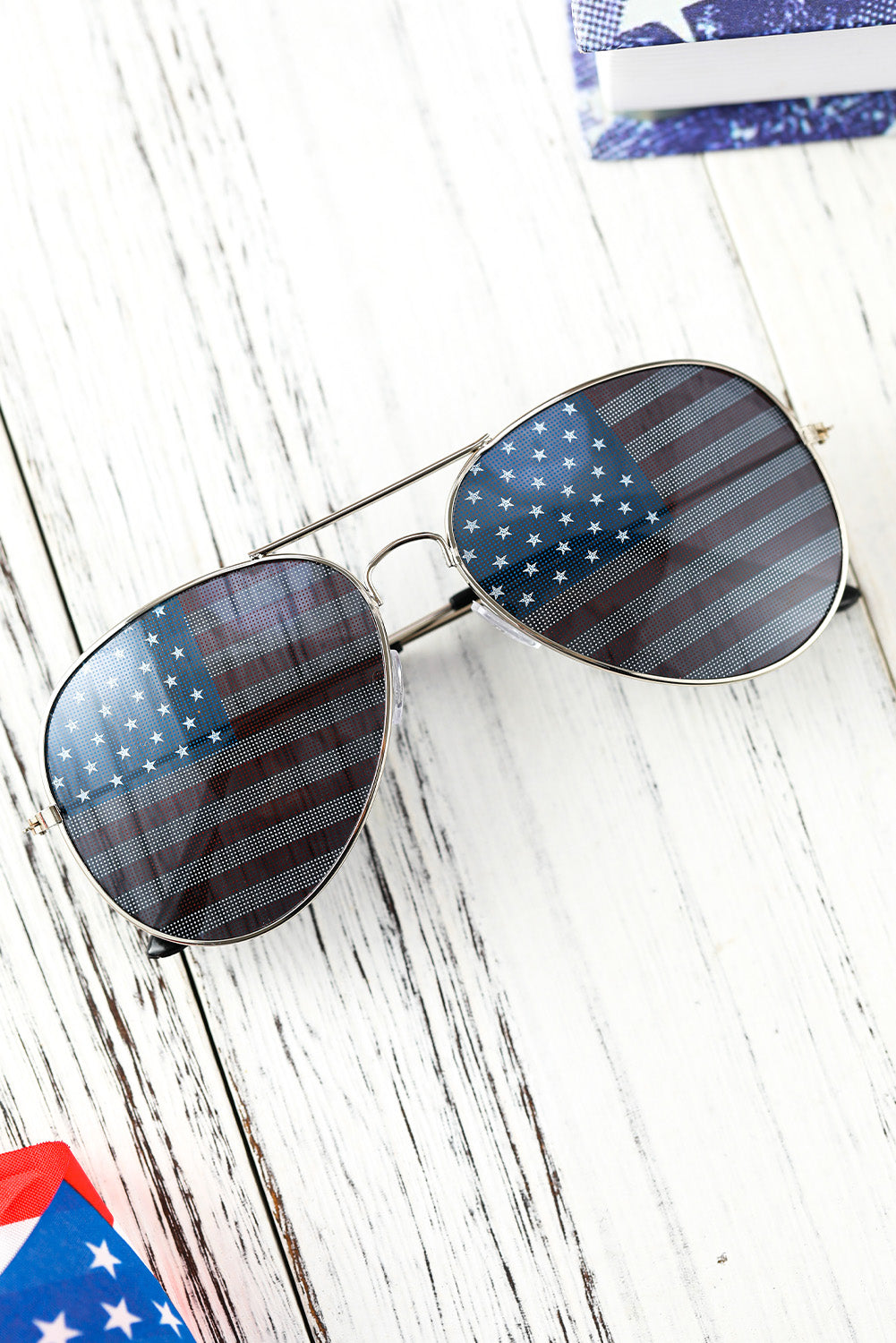 Black American Flag Lens Aviator Sunglasses