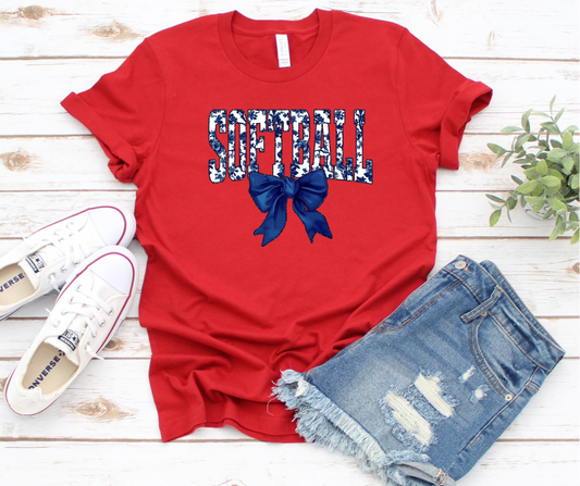 Red Softball with Navy Coquette