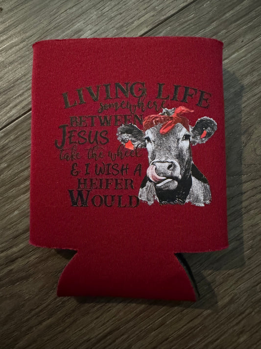 Jesus take the wheel koozie