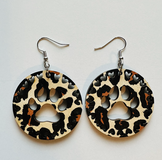 Leopard Dog Paw Earrings