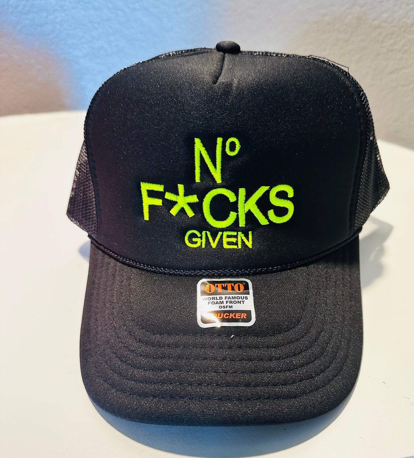 No F*cks Given Embroidered Black Trucker Hat