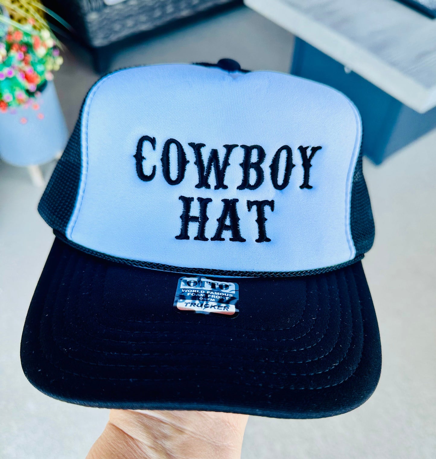 Cowboy Hat Embroidered Trucker Hat