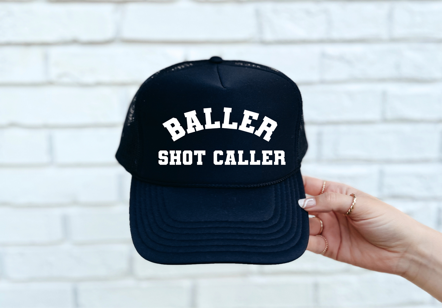 Shot Caller DTF Printed Black Trucker Hat