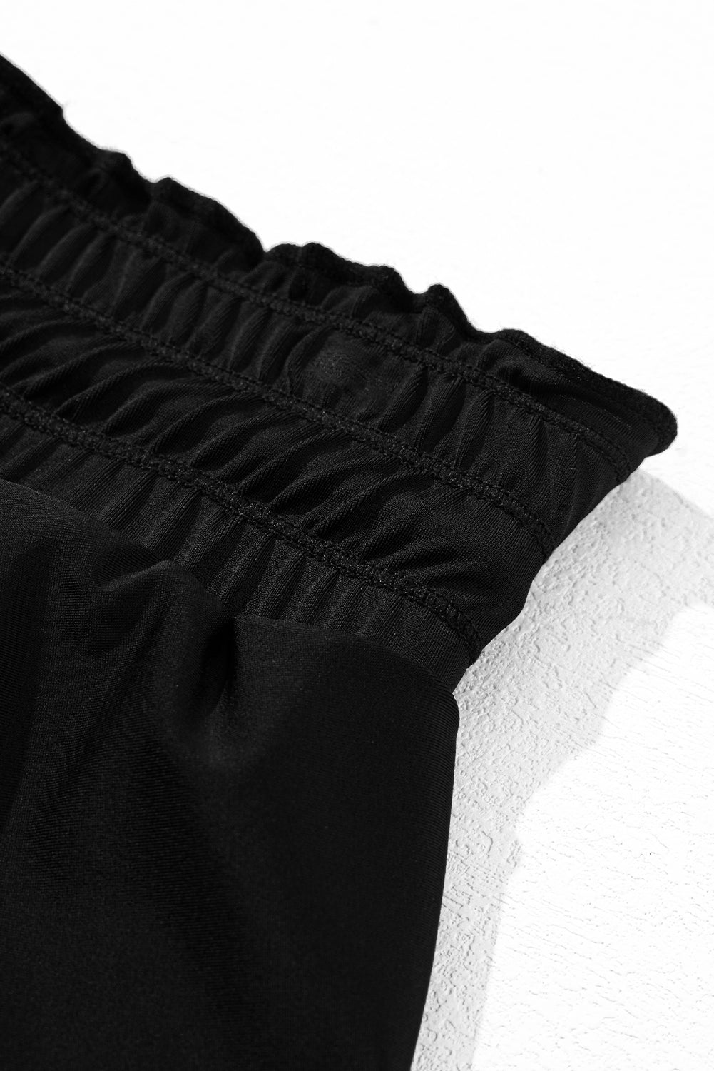 Black Frilly High Waist Petal Wrap Swim Shorts