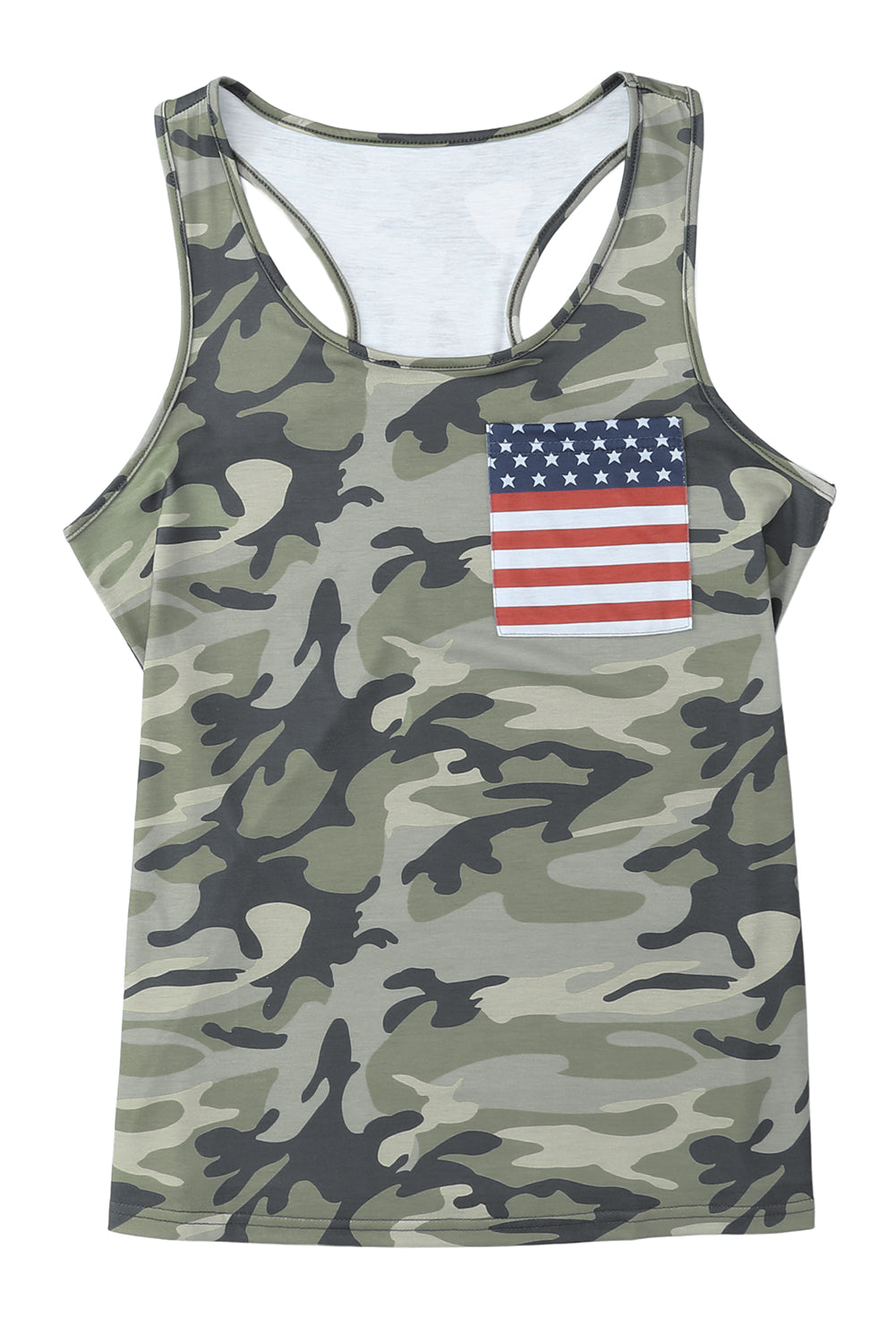 Stars Stripes Pocket Camo Tank Top