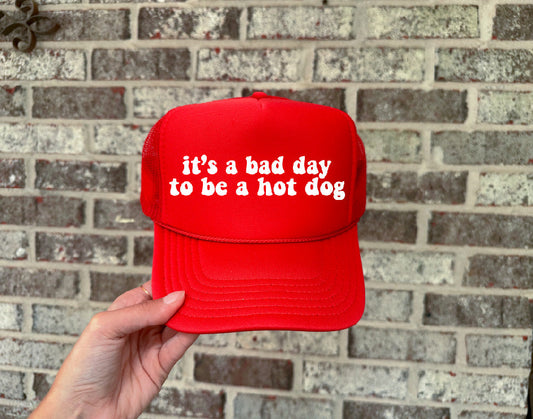 Bad Day DTF Printed Red Trucker Hat