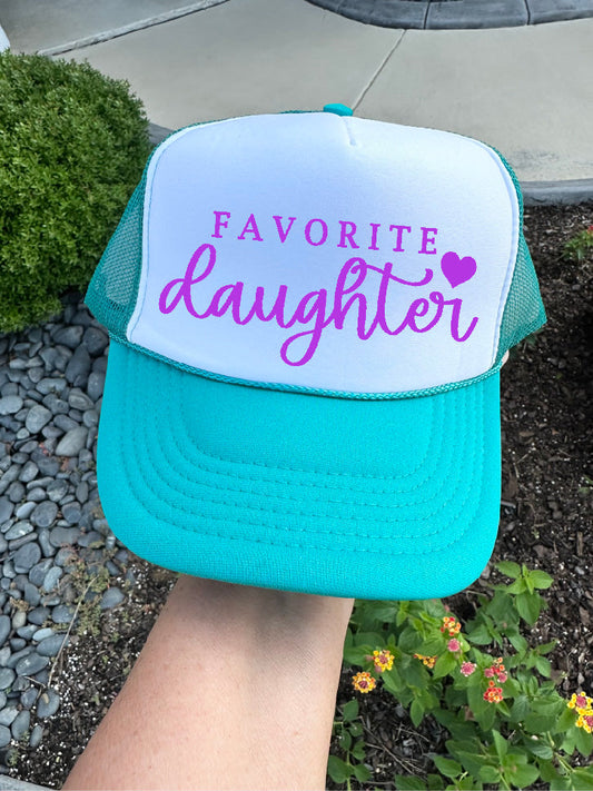 Favorite Daughter DTF Printed Jade & White Trucker Hat