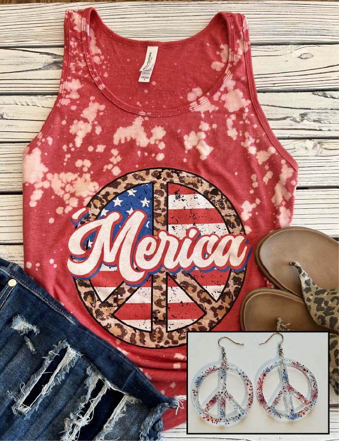 'Merica- Bleached Leopard Peace Sign