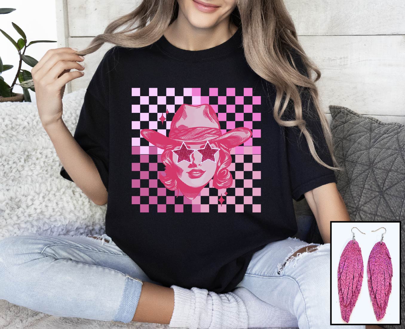 Pink Checkered Cowgirl