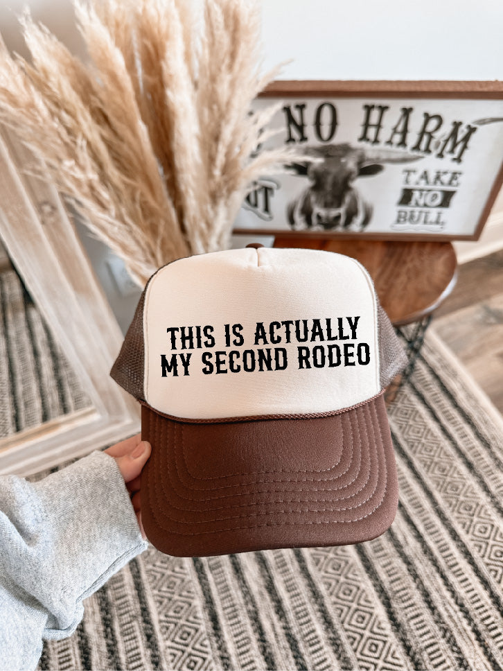 Second Rodeo DTF Printed Brown & Tan Trucker Hat